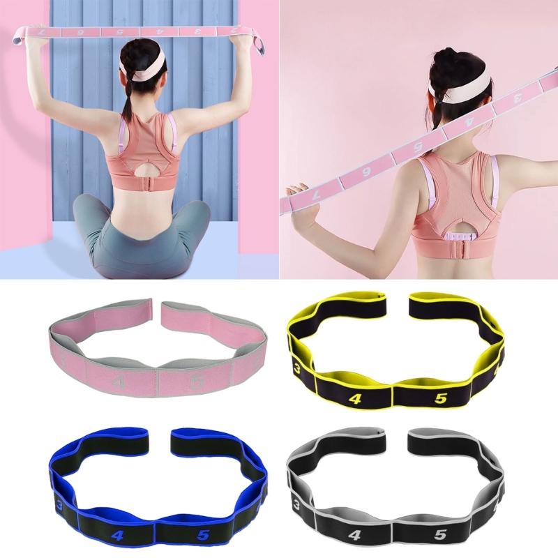 Yoga Pull Strap Belt Nylon Yoga Elastic Stretching Band 8 Loop Yoga Strap Pilates Gym Fitness Exercise Resistance Band