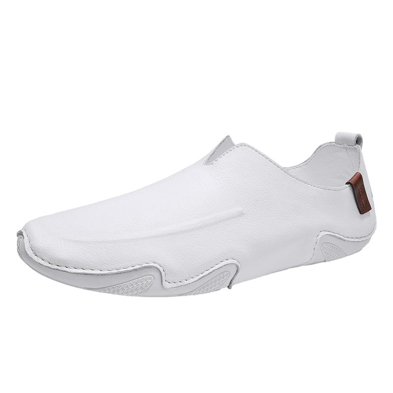 White Black Leather Lazy Driving Comfortable Soft For Men Dress Men'S Formal Shoes Loafers Moccasins Breathable Slip On
