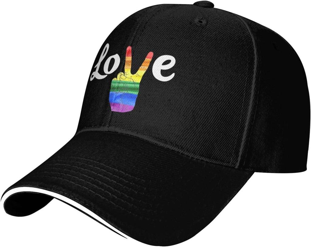 LGBT Pride Love Rainbow Peace Sign Baseball Cap Adjustable Polyester Casual Adult Hat