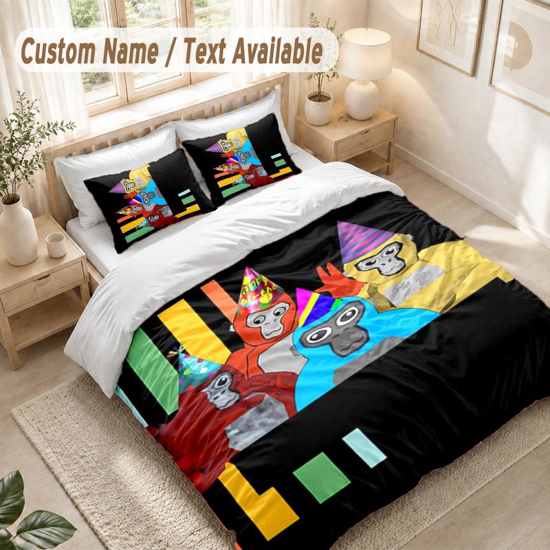 Gorilla Tag Party Time Bedding Set, 1 Duvet Cover & 2 Pillowcases Soft Comfortable Bedroom Home Textile Decor