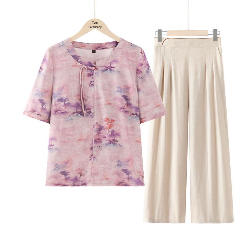 Women s National Style Two-Piece Spring/Summer Outfit 5XL