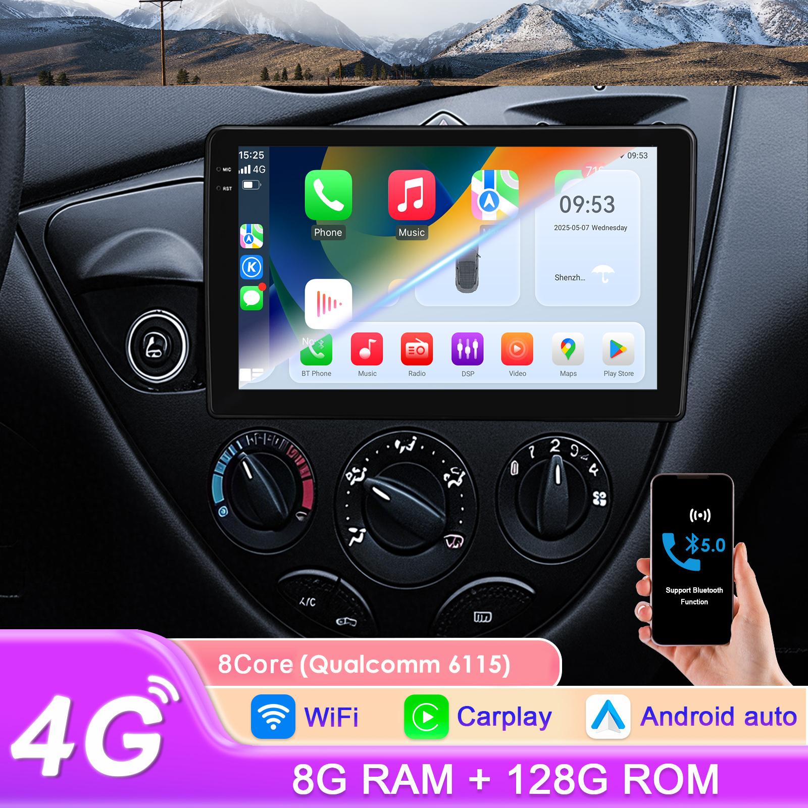 Autoradio Android Intelligente Hizpo Snapdragon per Ford Fiesta 1995-2001 Focus MK1 1998-2004 Carplay Android Auto Lettore Multimediale DSP GPS Autora