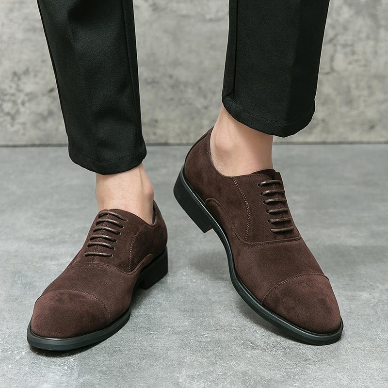 High Quality New Men's Lace Up Suede Leather Wedding Dress Oxford Shoes Male Business Casual Flats Homecoming Pageant Footwear