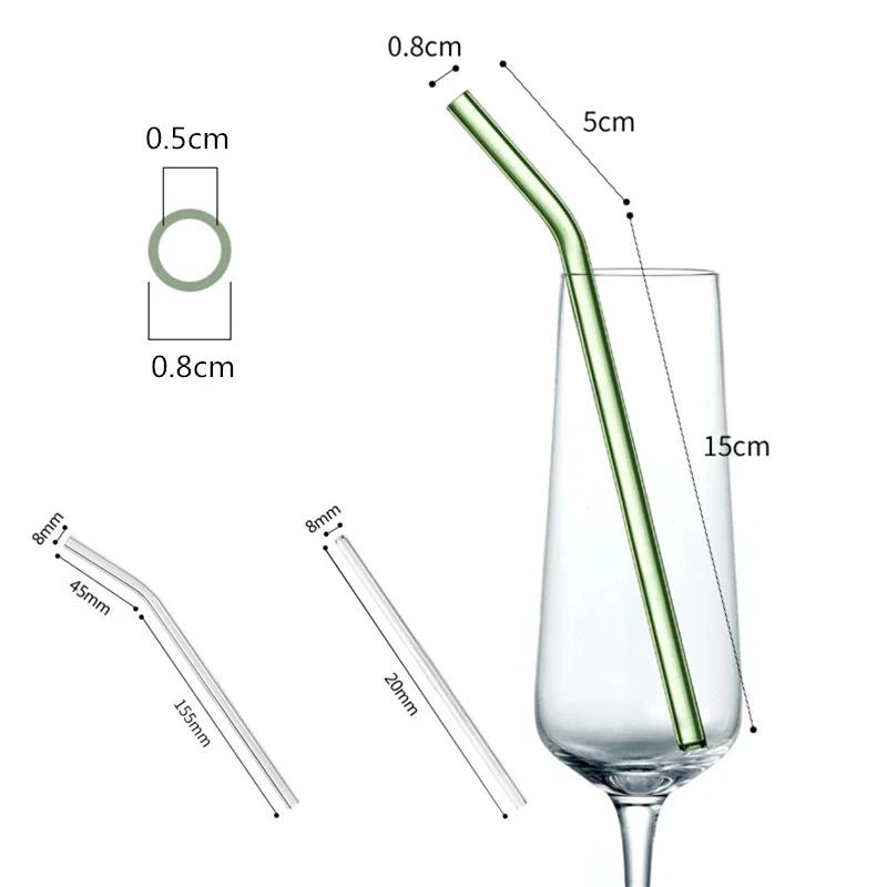 20cm Wiederverwendbare Glasstrohhalme, Hohes Borosilikat-Smoothie-Cocktail-Strohhalm Umweltfreundliche Trinkhalme Wein Zubehör
