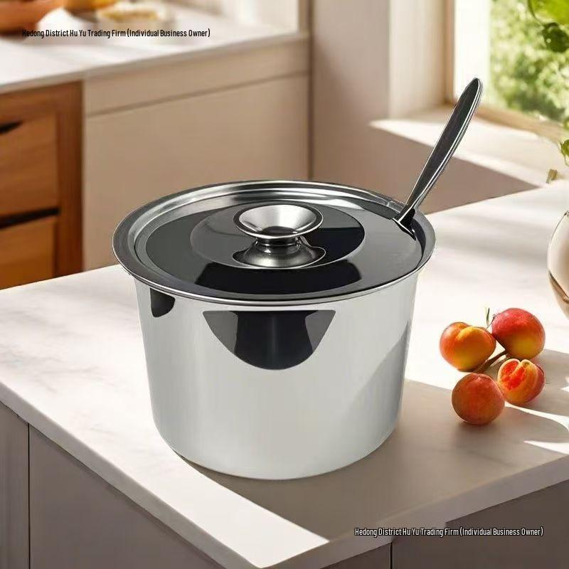 Stainless Steel Seasoning & Condiment Jar with Easy Clean Spoon Holder