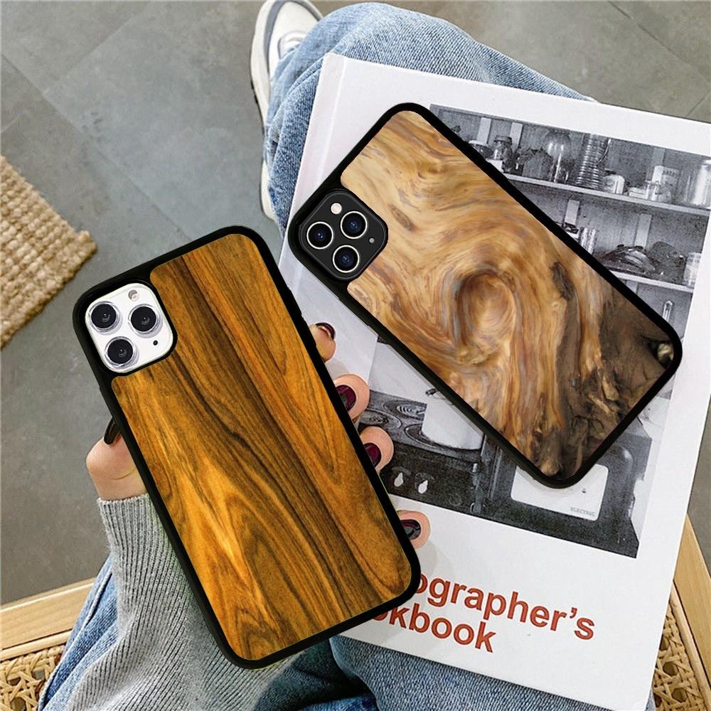 Wood Grain Phone Case Silicone PC+TPU For For iPhone  11 12 13 14 15 16 Plus Pro Max Cover