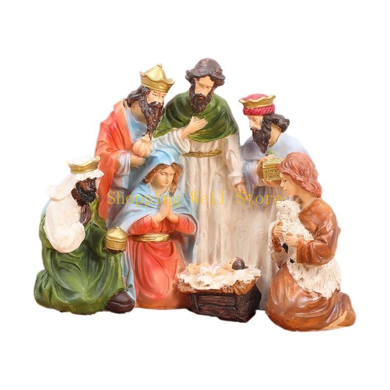KX4B Sacred Family Christmas Decoration Traditional Nativity Scene for Home Decors China Mainland