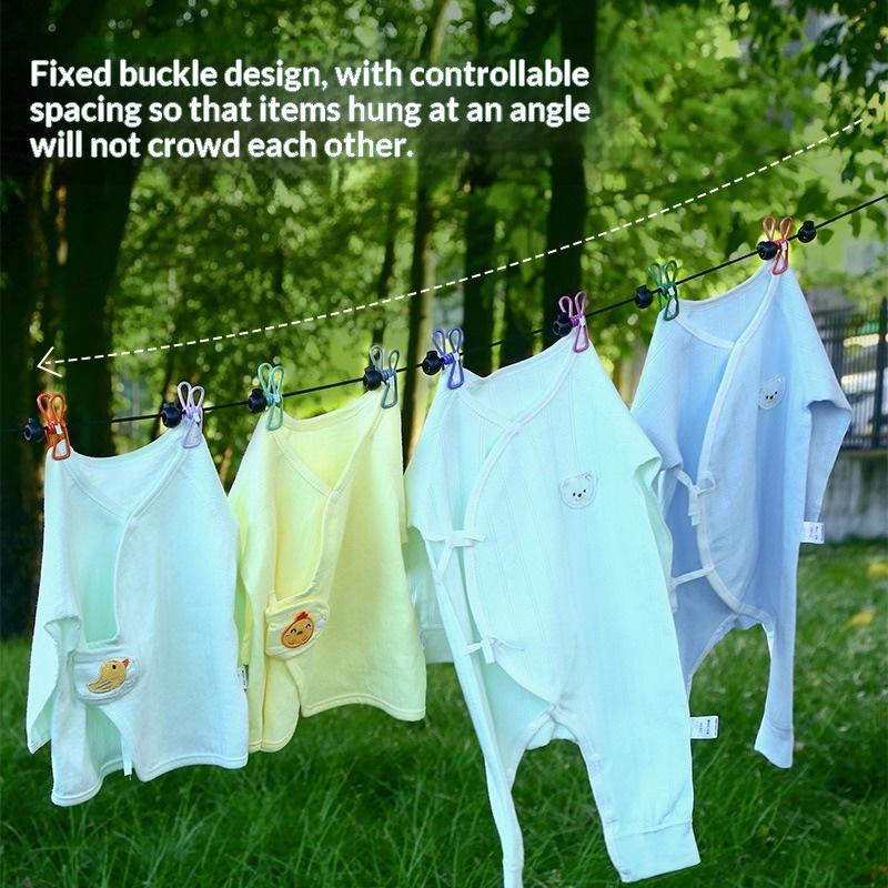 Non-Slip Portable Travel Clothesline 1.8m 12 Windproof Clips Durable Drying Rope for Hotel Camping Student Dorm