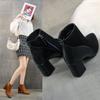 Women's Square Suede Short Boots New British Style Thick-heeled Boots Back Zipper Boots