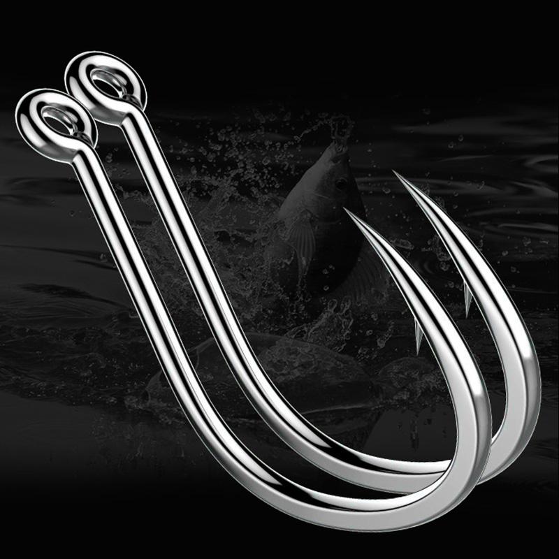 50Pcs Fishing Hooks Saltwater High Carbon Steel Drag 1-50kg Size 2 - 22 Barbed Carp Circle Hooks Fishing