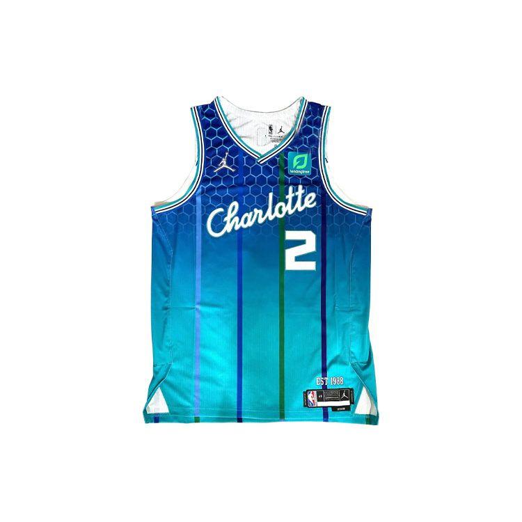 

Jordan Charlotte Hornets LaMelo Ball City Edition Jersey Striped Casual Round Neck Sleeveless Basketball Shirt Men jerseys Blue DB3625-419 XXXL