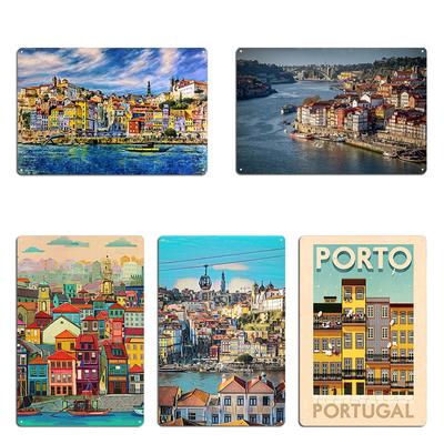 Travel Posters Porto Portugal Metal Plaque Poster Wall Decor Pub Printed Bar Wall Decor Tin Sign Poster