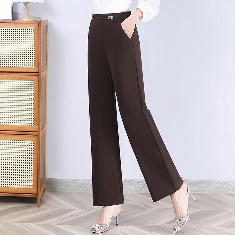 Ronghua 2025 Women's Straight-Leg High-Waist Casual Trousers