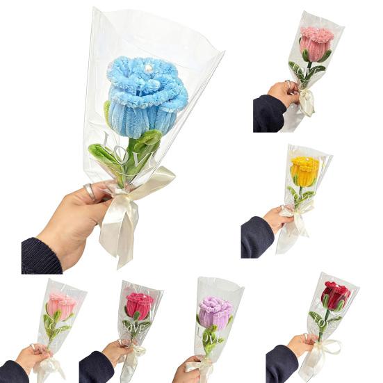 Finished Pipe Cleaner Artificial Rose Handmade Preserved Fake Flower Plush Twist Stick Floral Decoration Wedding Anniversary Mother's Day Birthday