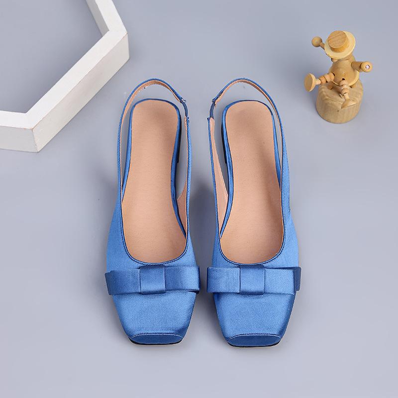 Summer Shoes Women Sandals Flat Silk Elegant Ladies Brand Shoes Fashion Luxury Flat Sandals Black Blue Plus Size 43