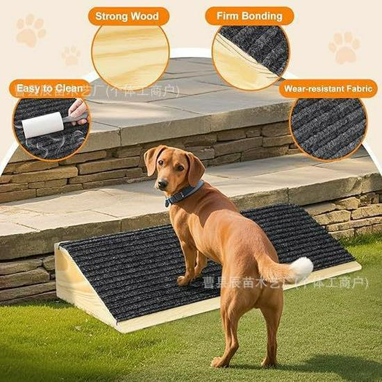Wooden Pet Ramp: Low-Angle Stairs for Small Dogs & Cats
