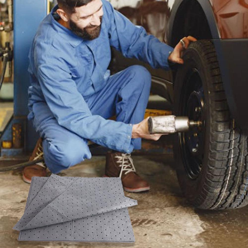 5Pcs Durable 50*40cm Oil Absorbent Pads Absorbent Mat Heavy Weight Oil Spill Mat Universal Grey Garage Floor Mat Basement