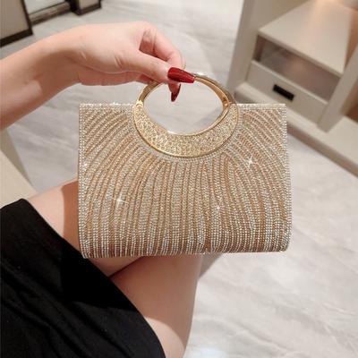 Women's Glitter Pleated Evening Clutch Bag, Shiny Elegant Handbag for Wedding Party, Lightweight Small Festival Purse