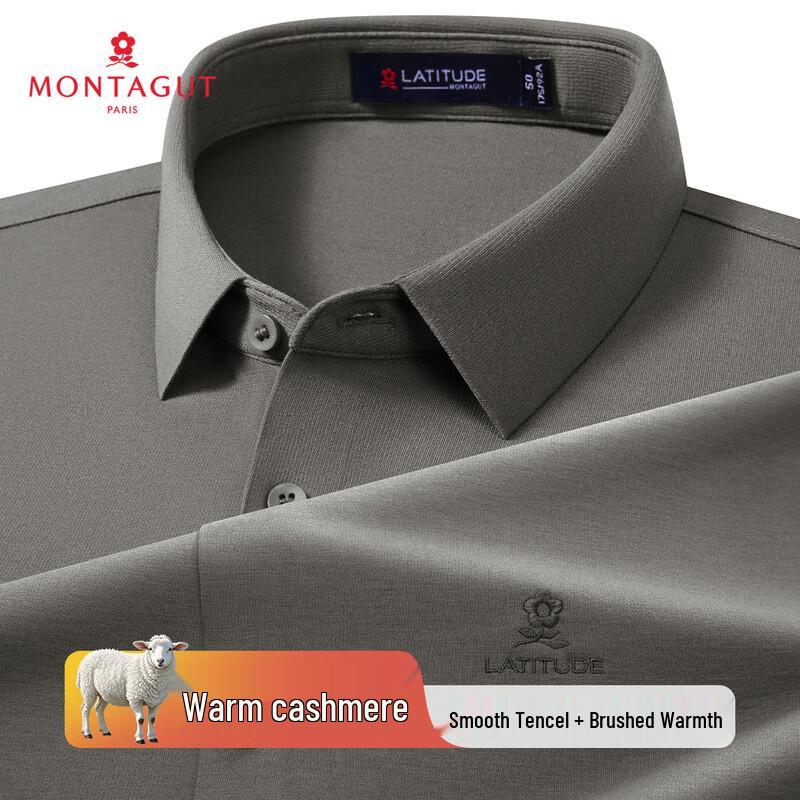 MONTAGUT Men s Cashmere Blend Warm Long Sleeve Elastic Shirt 54