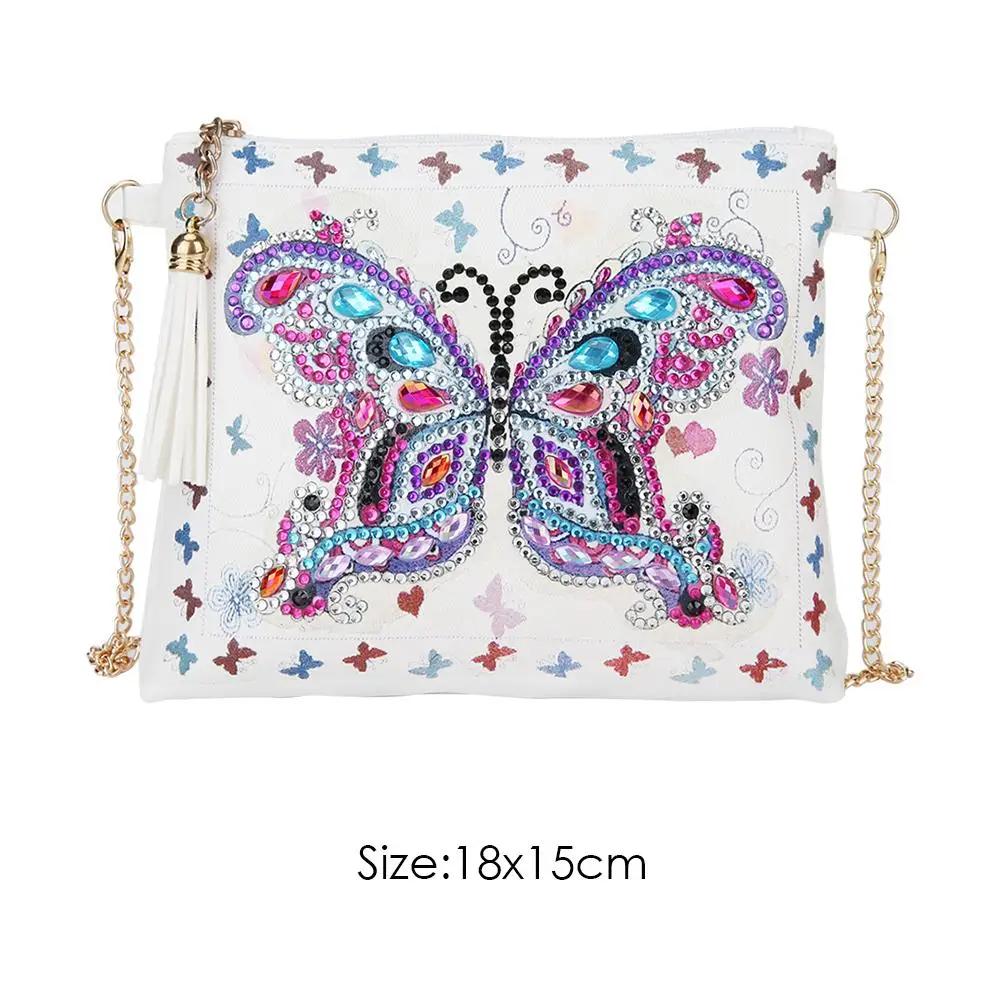 DIY Special Diamond Painting Pouch Peafowl Butterfly Flower Leather Chain Bags Women Storage Bag Diamond Embroidery Wallet Pouch