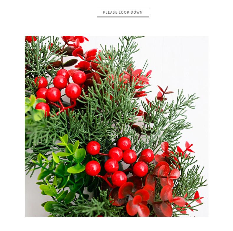 Haobei Christmas Cypress & Red Berry Door Wreath Decoration