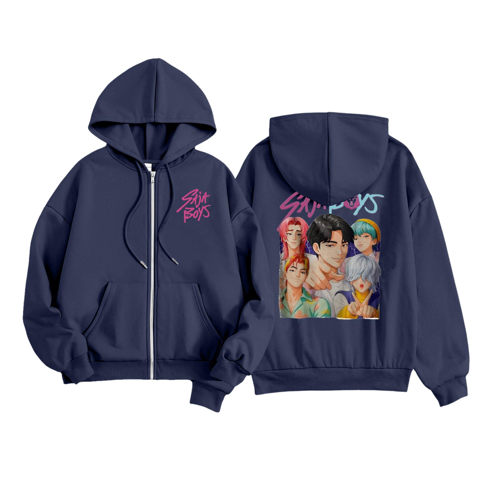 

Детская мода Женская легкая толстовка с длинным рукавом на молнии Толстовка с принтом и карманами 140