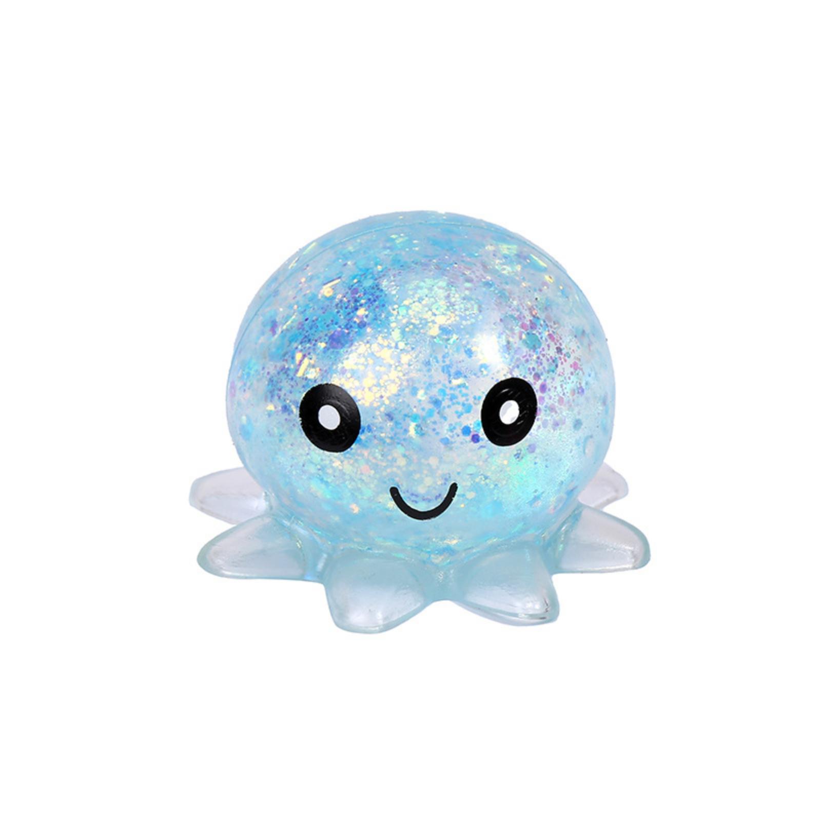 

Glitter Octopus Squishy Toy Soft Silicone Stress Relief Sensory Fidget Toy Squeeze Toy for Kids and Adults with Glittery Finish One Size синий