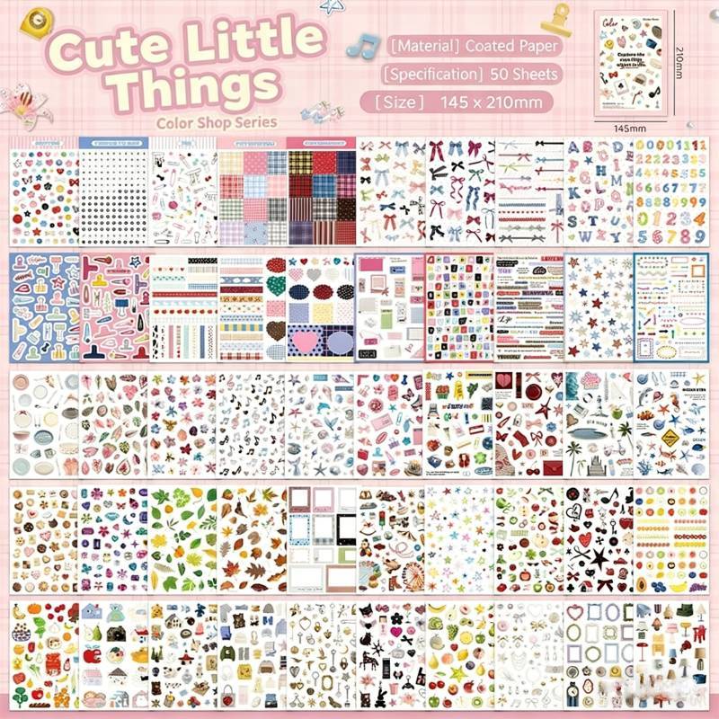 Livro de Adesivos Com Desenhos Fofos de Desenho Animado Para Diários de Estudante e Decoração DIY