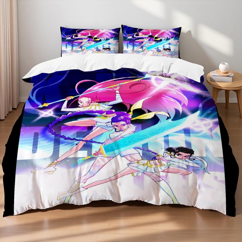 KPOP Lovci démonů Ložní souprava Queen King Size EU Jednolůžko Přikrývka Povlak na přikrývku Sady s povlaky na polštáře Pro dívky K narozeninám