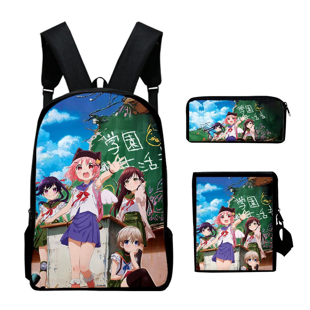 Classic Novelty School-Live 3D Print 3pcs/Set Pupil School Bags Laptop Daypack Backpack Inclined Shoulder Bag Pencil Case
