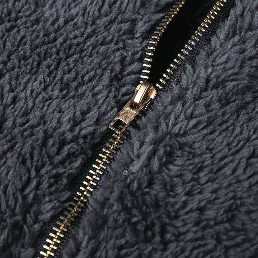 Women's Fashion Color Blocking Hooded Stitched Long Sleeve Zipper Plush Sweater