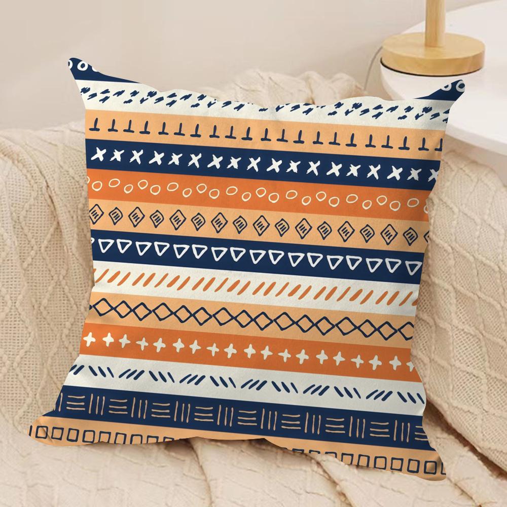 Red Ethnic Style Shading Cushion Cover Soft Plush Fabric DoubleSided Printed Sofa Cushion Cover for All Seasons Home Decor Gift
