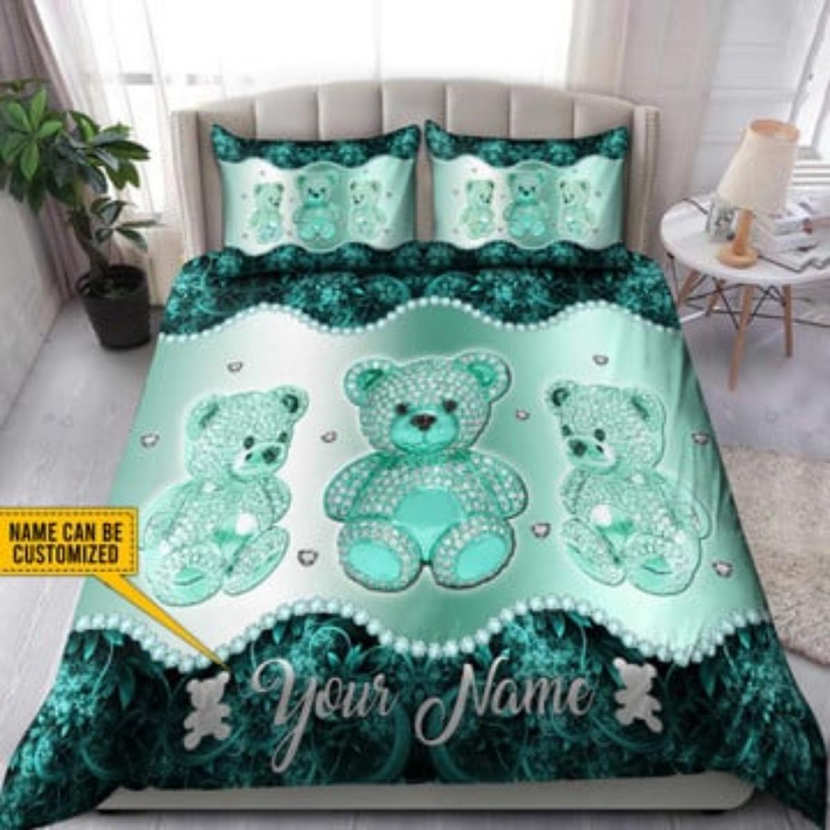 

Футболка Tmarc с индивидуальным именем, комплект постельного белья с плюшевым мишкой, пододеяльник, пододеяльник, комплект пододеяльников Single 135x200cm