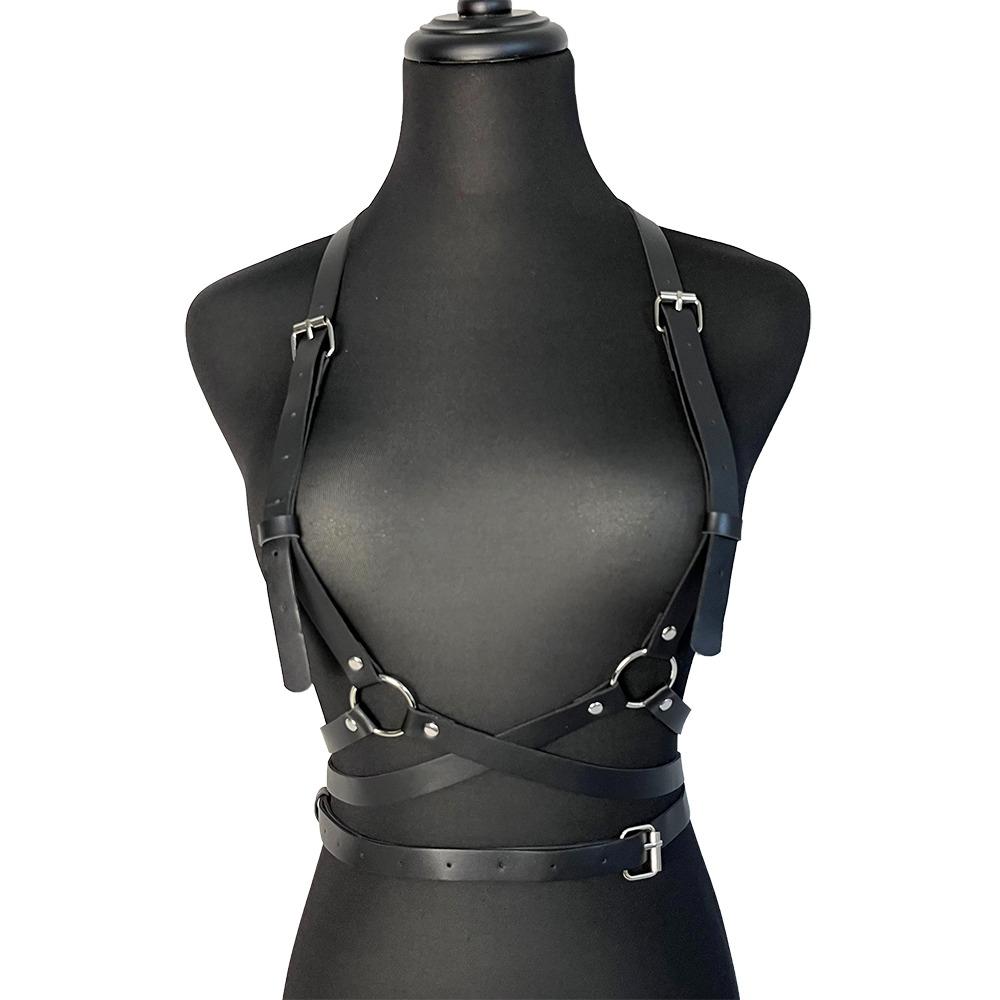Women'S Pu Leather Harness Belts Exotic Gothic Harness Street Style Adjustable Daily Wear Clothing Accessories