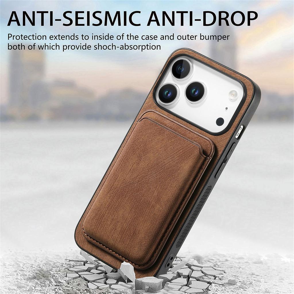 For iPhone 17 Pro Max Case Retro Leather + TPU Phone Cover with Detachable Card Slot