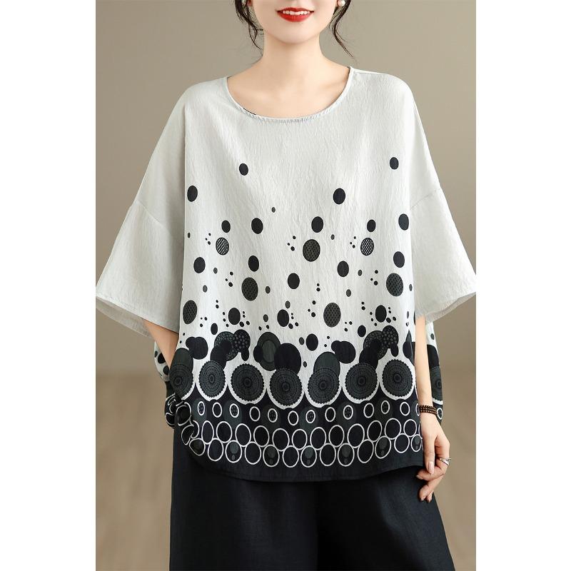 DIMANAF 2026 Sommer Übergröße T-Shirt Damen Print Locker Lässig Rundhals Damen Oberteile T-Shirts Oversize Neu