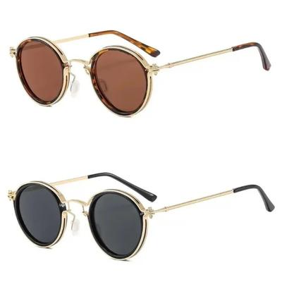 Gafas de Sol Redondas de Metal Estilo Punk Protección UV400 Unisex Retro Clásico Gama Alta para Viajes Conducir Elegantes Duraderas