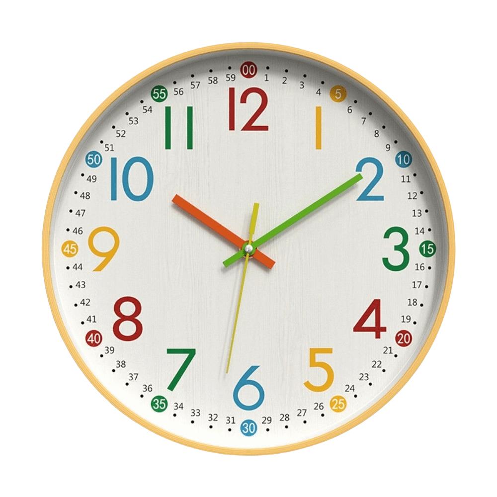 12 Inch Teaching Kids Wall Clock Silent Quartz Wall Clock Minimalist Wooden Wall Clock Office