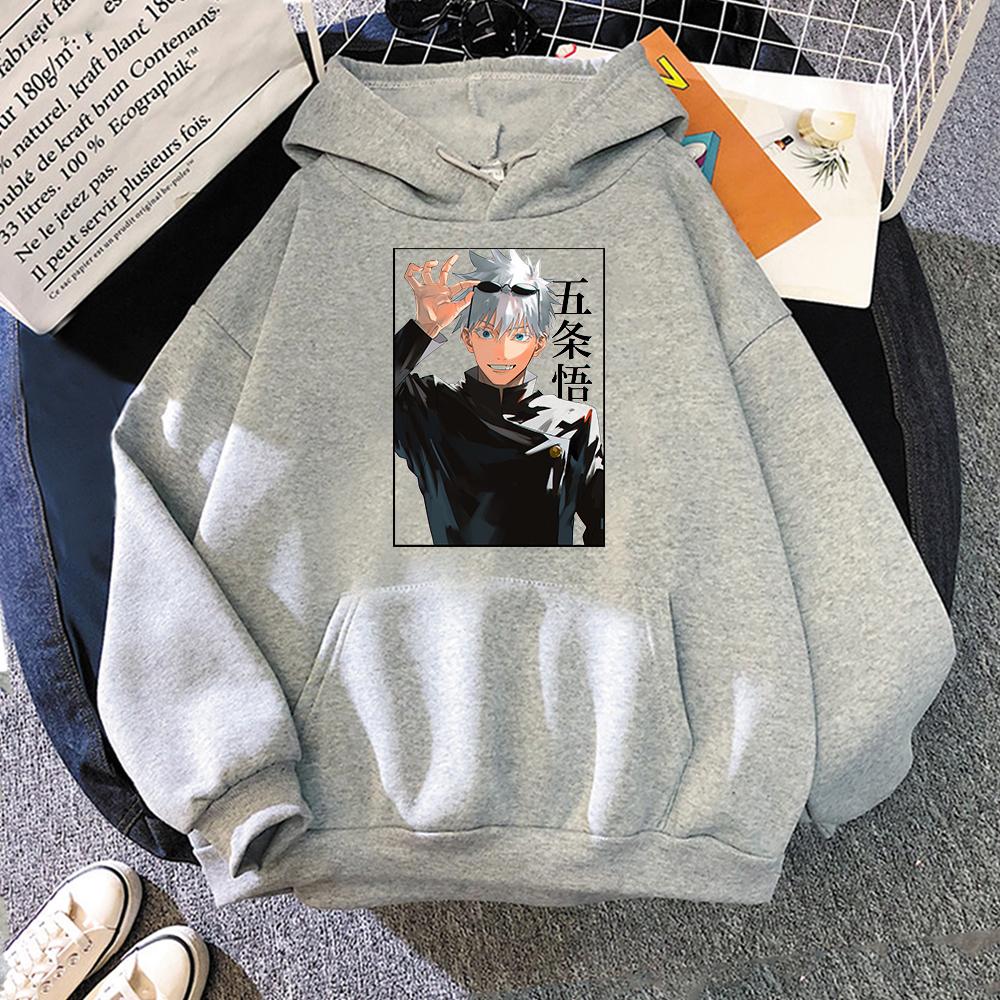 

Толстовки Harajuku Jujutsu Kaisen для мужчин и женщин, толстовка с длинными рукавами Satoru Gojo, хит продаж, черные толстовки в стиле аниме Манга, верхняя одежда S