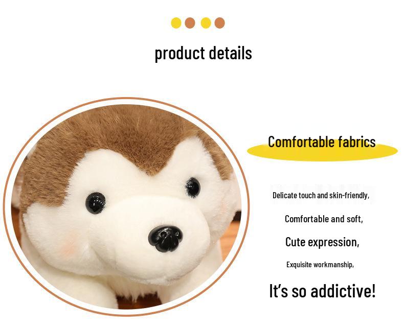 Adorable Rabbit Hair Husky Plush Pillow - Cute Dog Doll Gift for Kids