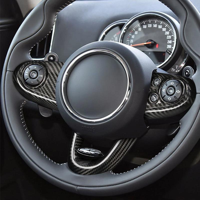 For BMW MINI Cooper F54 F55 F56 F57 F60 ABS Carbon Texture Car Steering Wheel Panel Frame Stickers Cover Trim Accessories