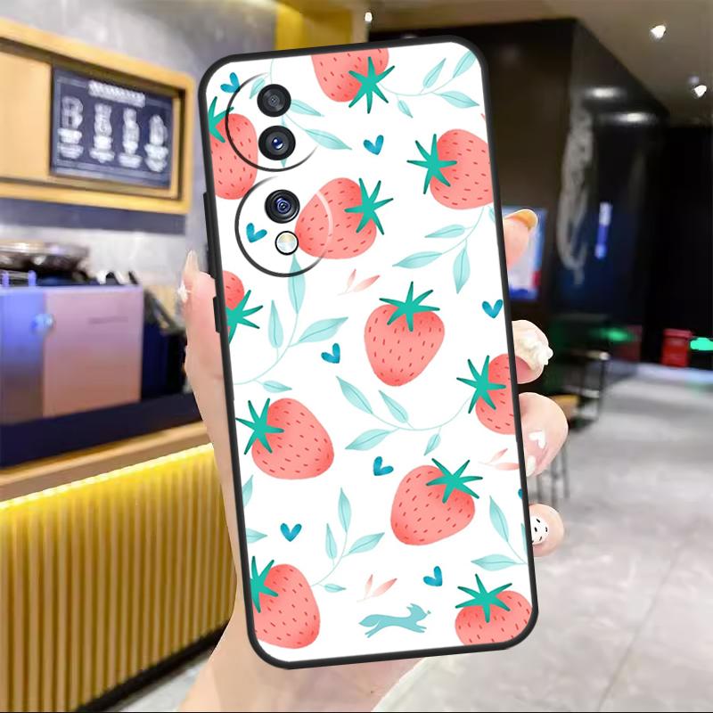 Strawberry Red For Honor Magic 8 7 6 5 Lite Case For Honor 200 400 Pro 50 70 90 X8c X8b X9a X9b X9c Win RT