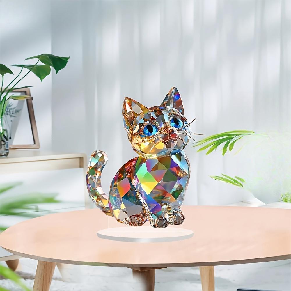 

Hanging Decorations Crystal Kitten Acrylic Sculpture/ Tabletop Cat Statue for Home Windows and Party Decorations, Four Seasons Decoration 16*20cm