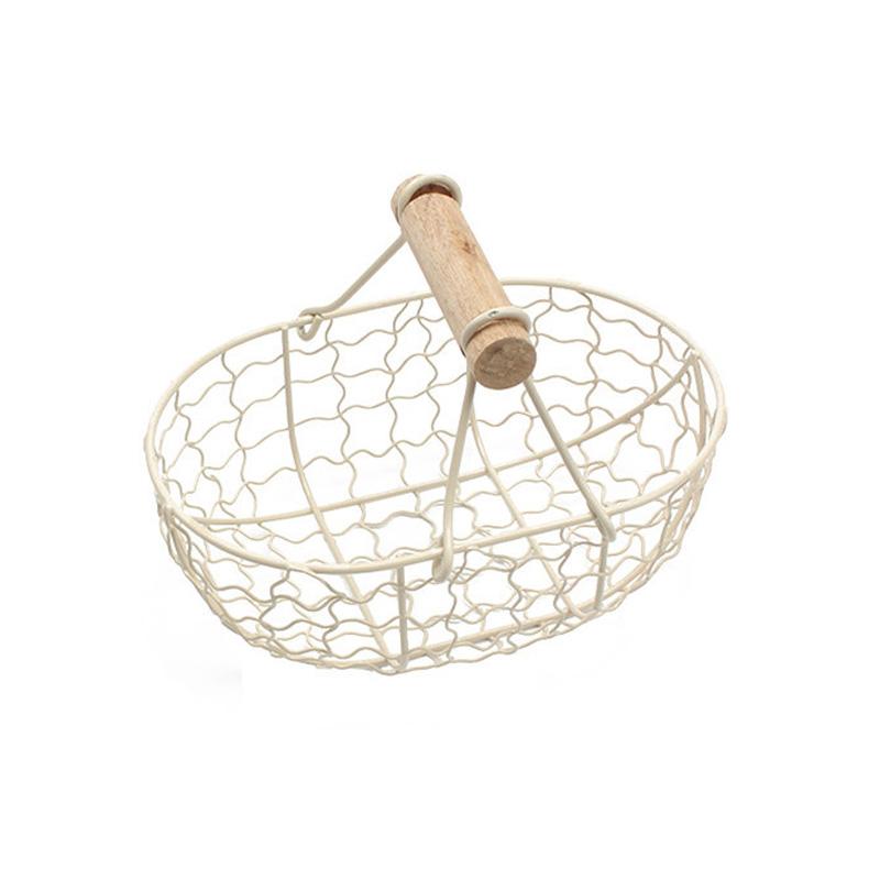 1pc Tragbare Brot Korb Eisen Gemüse Lagerung Mit Holzgriff Obst Schüssel Eco Freundliche