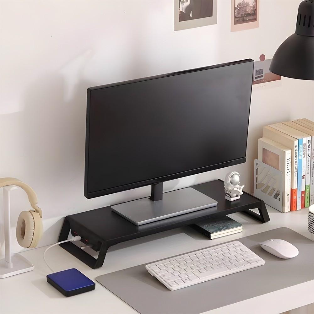 Thick Computer Heightening Rack with USB Ports Laptop Elevated  Stand  Desktop Organization