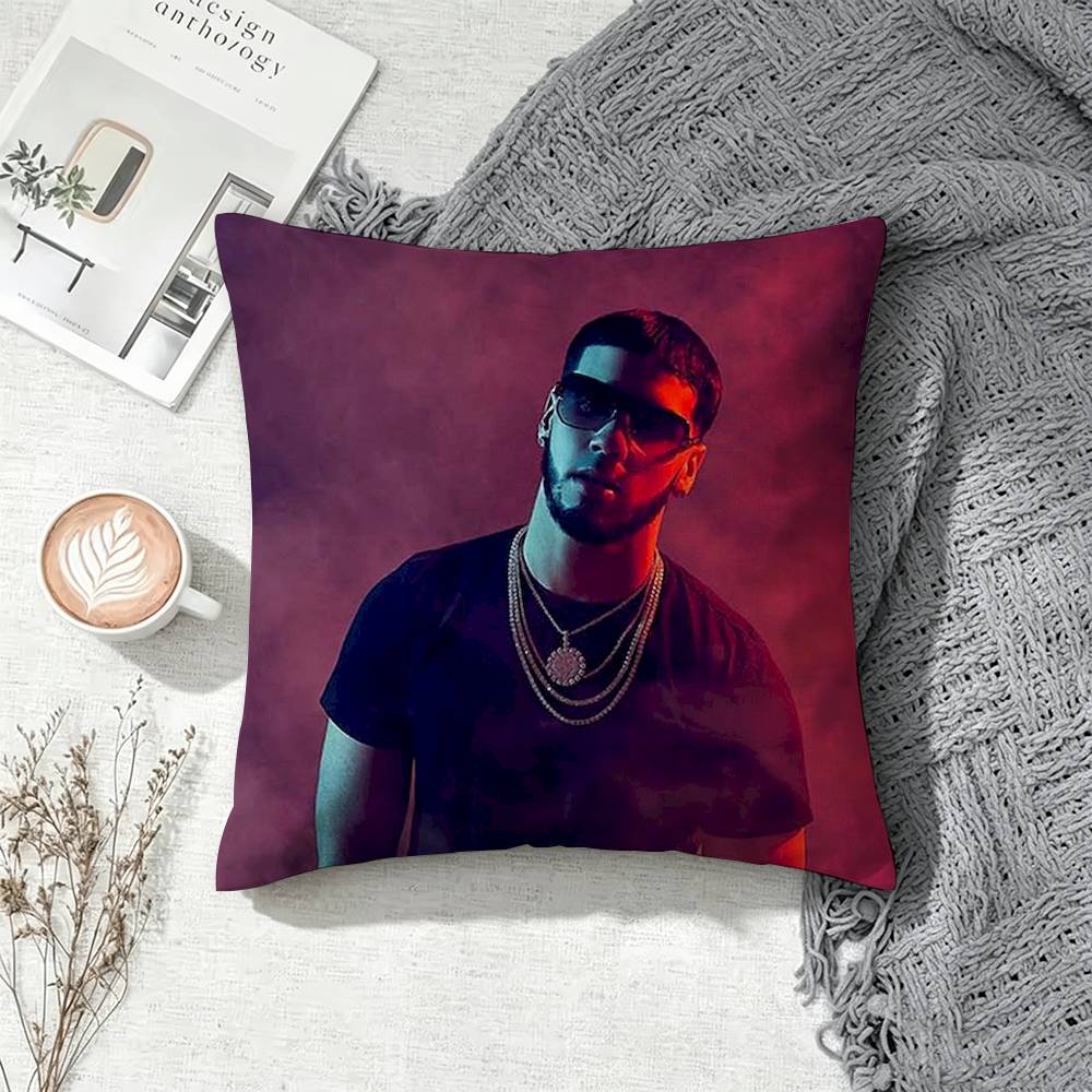 Top Rapper Anuel AA Square Double-Sided Printed Pillow Case Sofa Cushion Cover Bedroom Bedside Decor