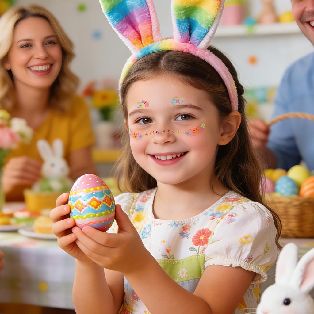 New Stock Easter Makeup Tattoo Stickers Egg Face Holiday Party Cute Bunny Children DIY