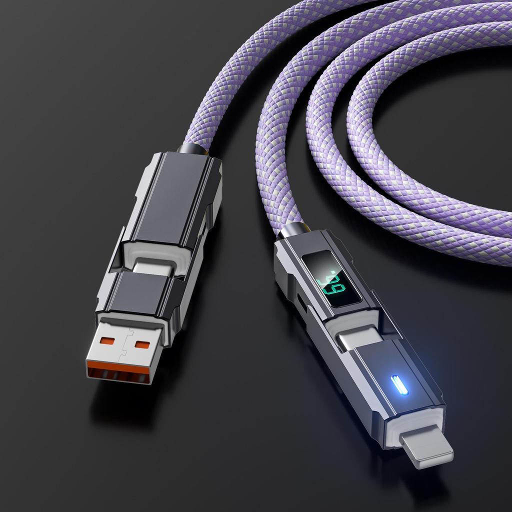 Cavo di Ricarica Rapida USB-C PD 4-in-1 in Silicone per Dispositivi Android