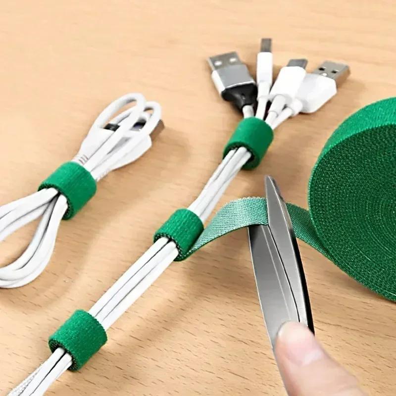 Wholesale 2/5M/Roll 12mm Width Cable Organizer USB Cable Winder Management Nylon Free Cut Ties Mouse Earphone Cord Cable Ties