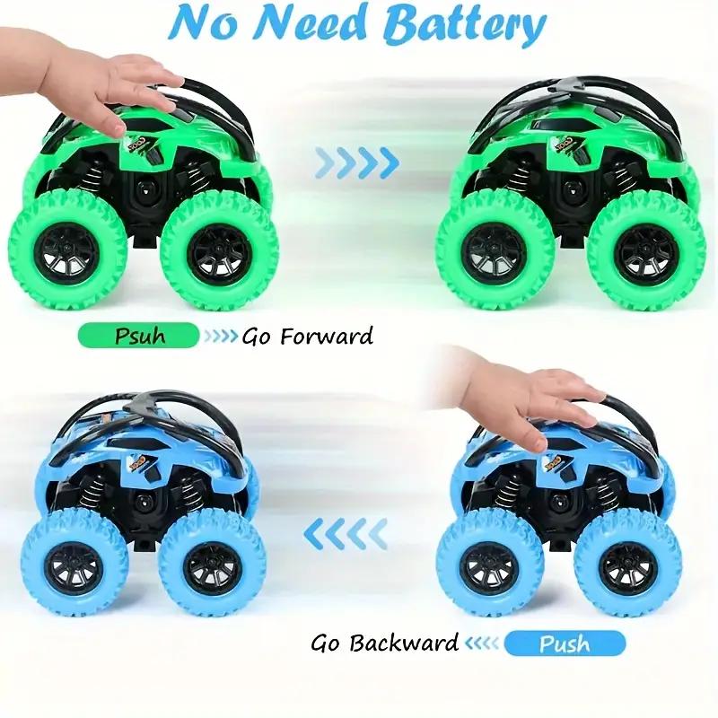Light-Up Monster Truck Toy Set for Youngsters Ages 3-6 - Manual, Battery-Free Operation - Ideal Easter & Christmas Gift in Red/Blue